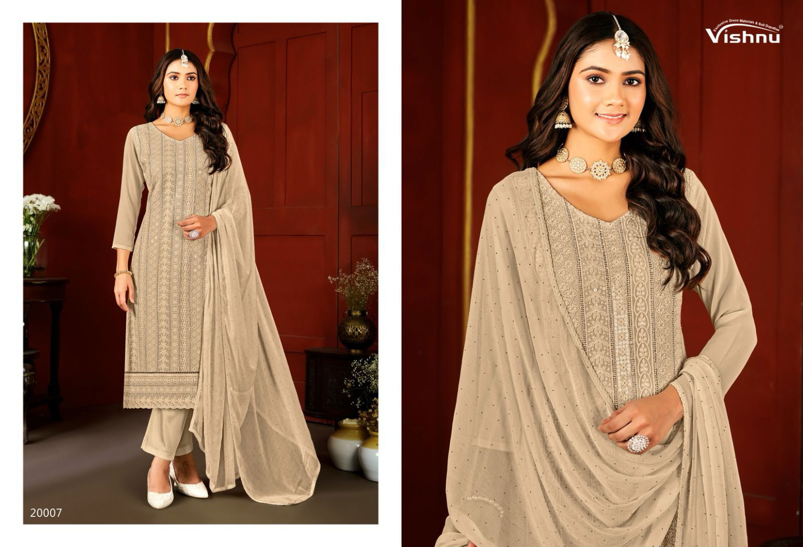 Lucknowi Vol 7 By Vishnu Fox Georgette Dress Material Exporters In India